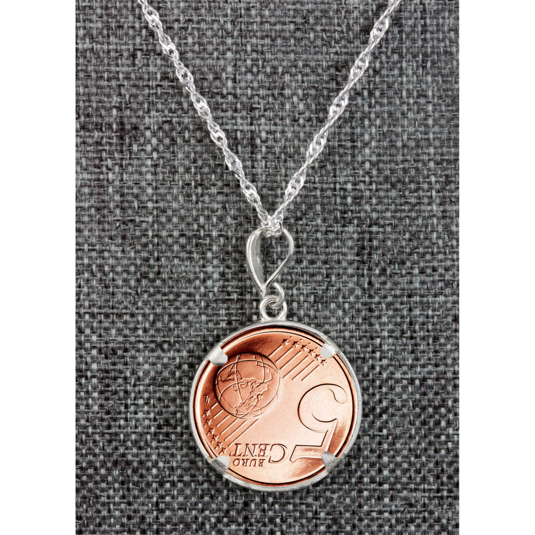 Greek 5 Euro Cent Coin Sterling Silver Necklace Image 3