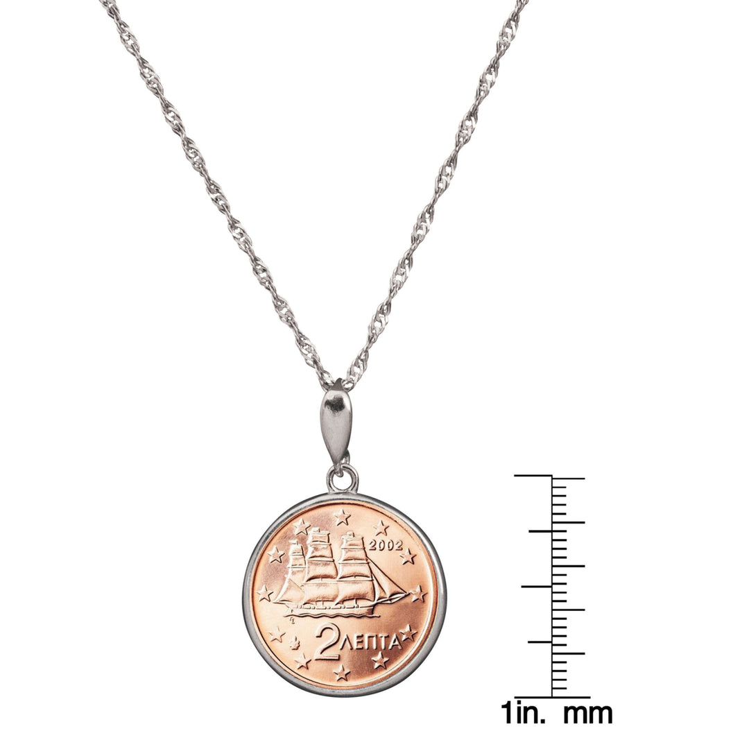 Greek 5 Euro Cent Coin Sterling Silver Necklace Image 4