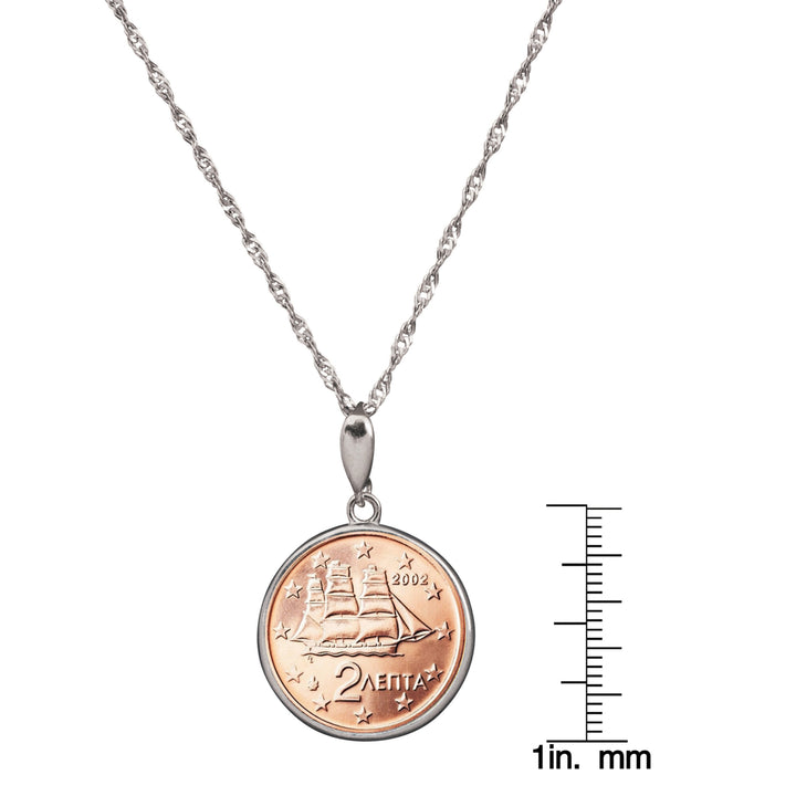 Greek 5 Euro Cent Coin Sterling Silver Necklace Image 4