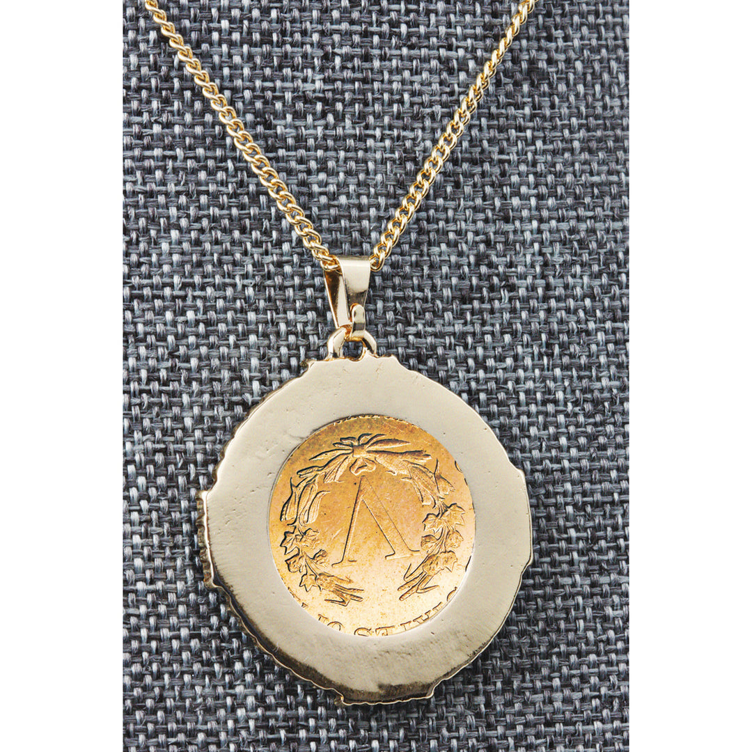 Gold Layered Liberty Nickel Medallion Goldtone Necklace Pendant Image 3