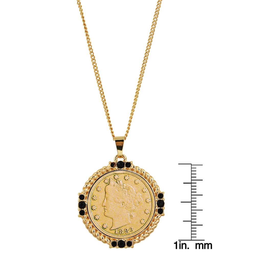 Gold Layered Liberty Nickel Medallion Goldtone Necklace Pendant Image 4