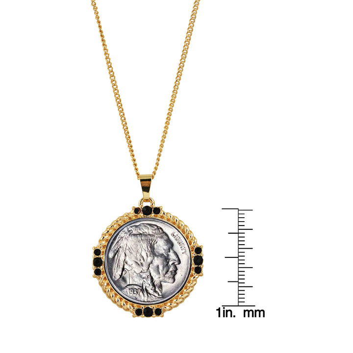 Buffalo Nickel Medallion Goldtone Necklace Pendant Image 6