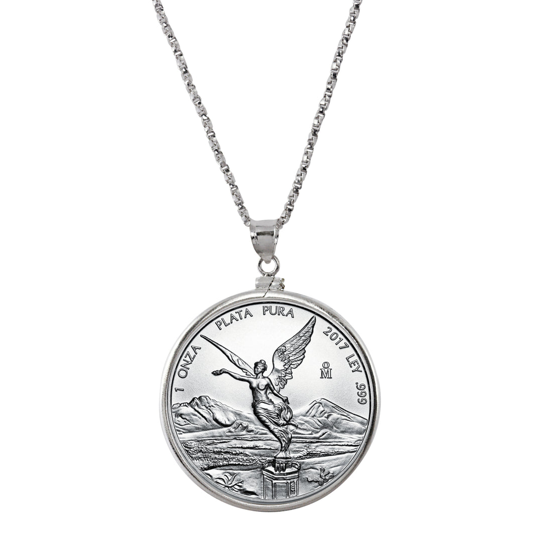 Sterling Silver Pendant With Mexican Libertad 1 oz Silver Coin Image 1