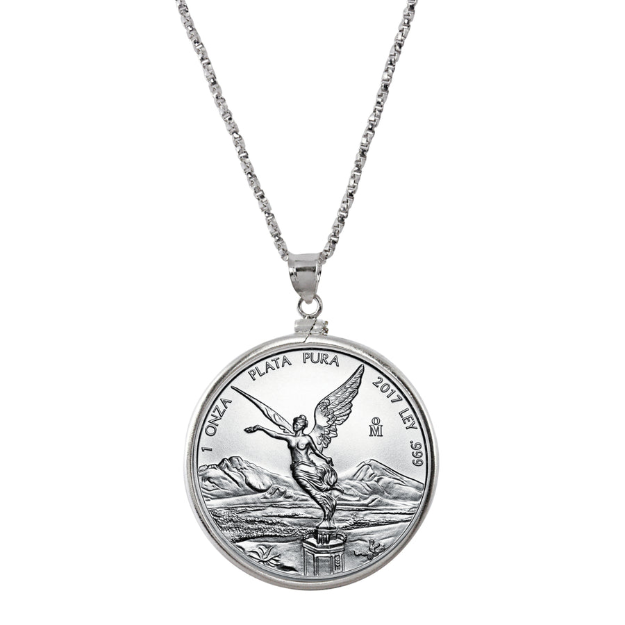 Sterling Silver Pendant With Mexican Libertad 1 oz Silver Coin Image 1