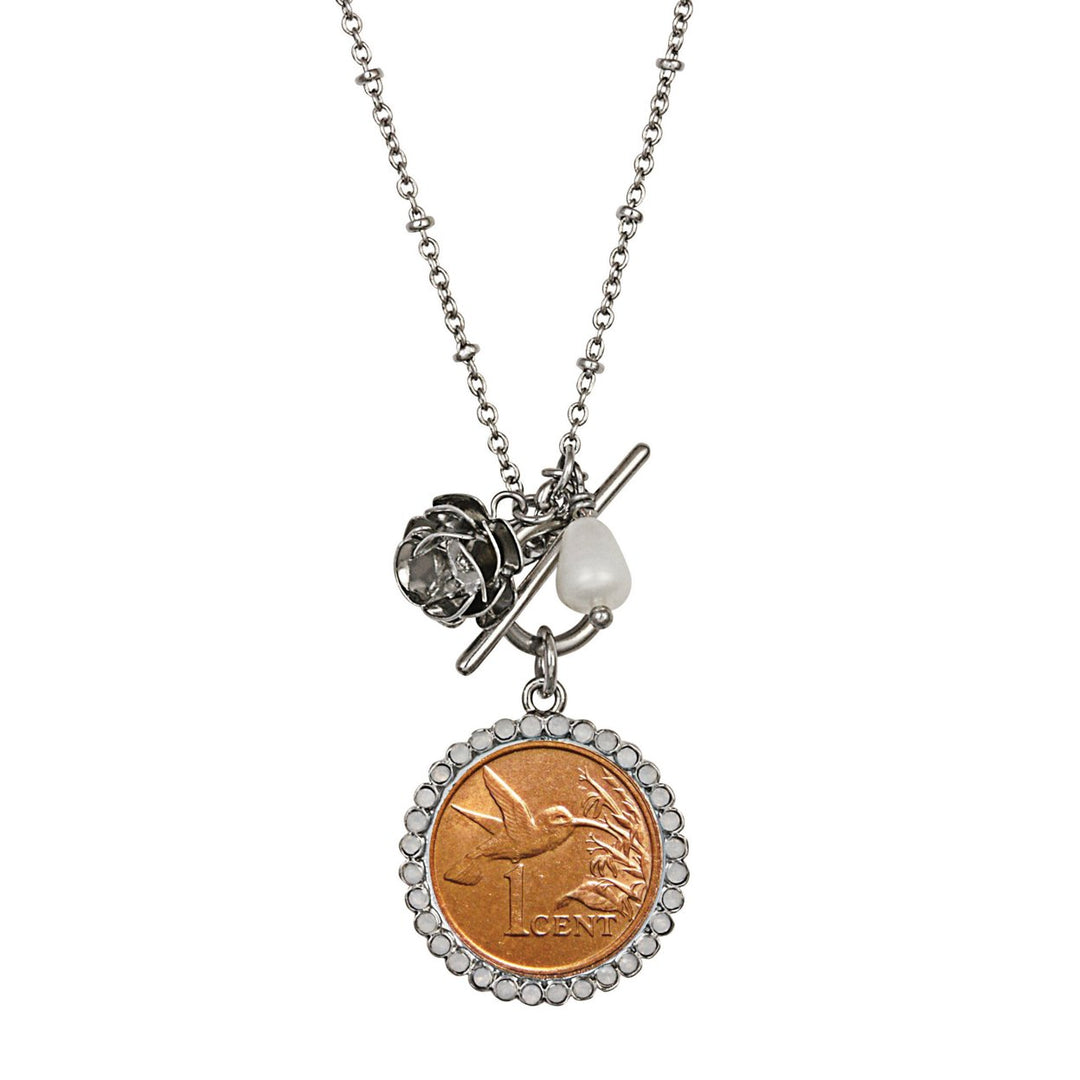 Hummingbird Coin Rose Toggle Pendant Image 1