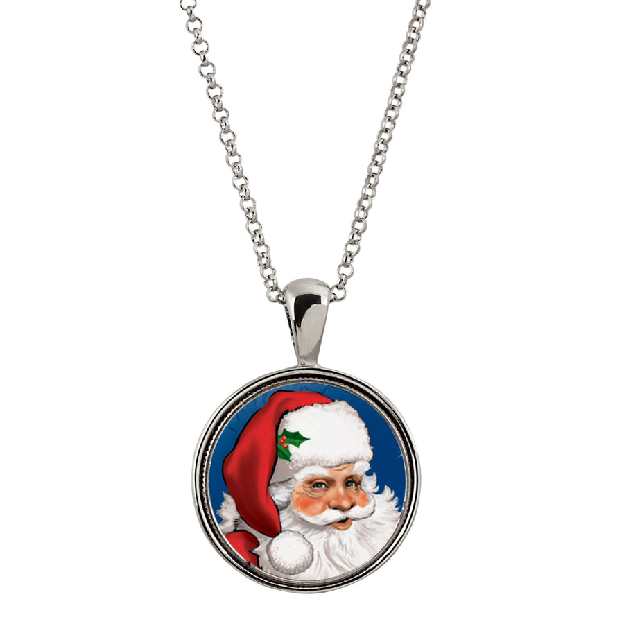 Santa Colorized Washington Quarter Silver Tone Pendant Image 1