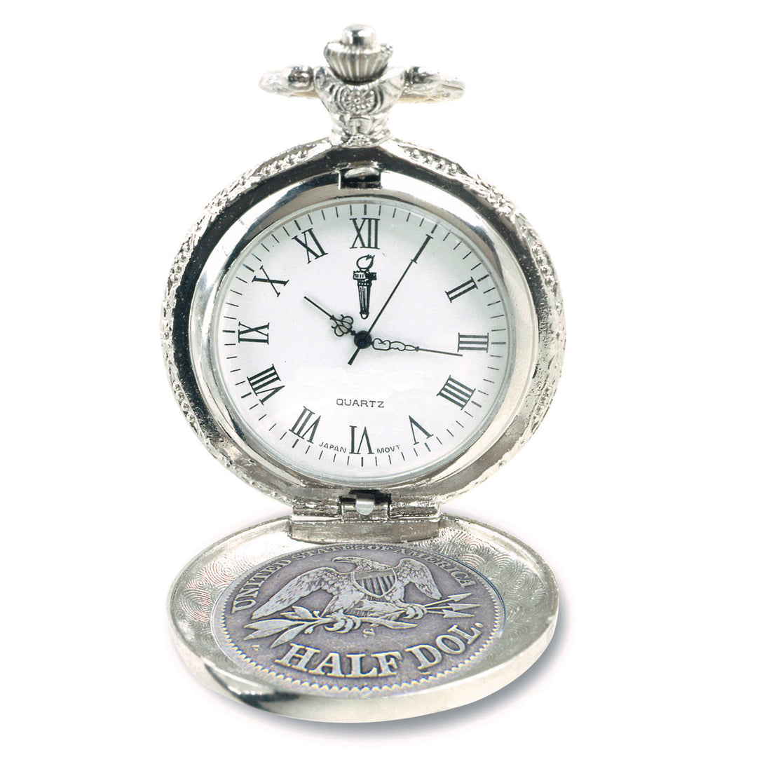 Seated Liberty Silver Half Dollar Coin Pocket Watch Image 3