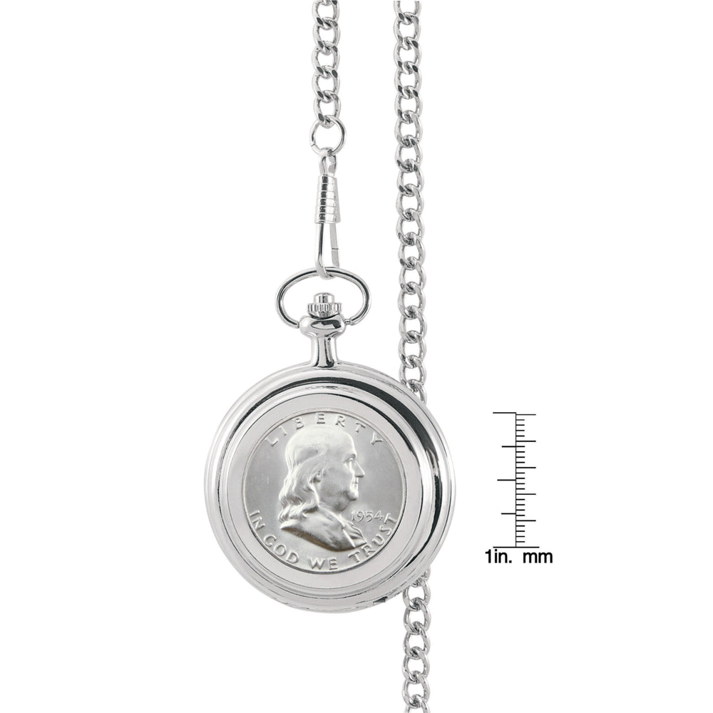 Silver Franklin Half Dollar Coin Pocket Watch Image 2