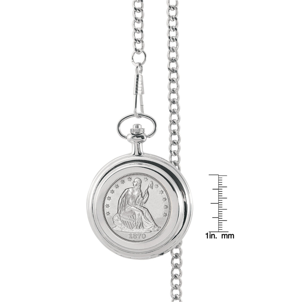 Silver Seated Liberty Half Dollar Coin Pocket Watch Image 2