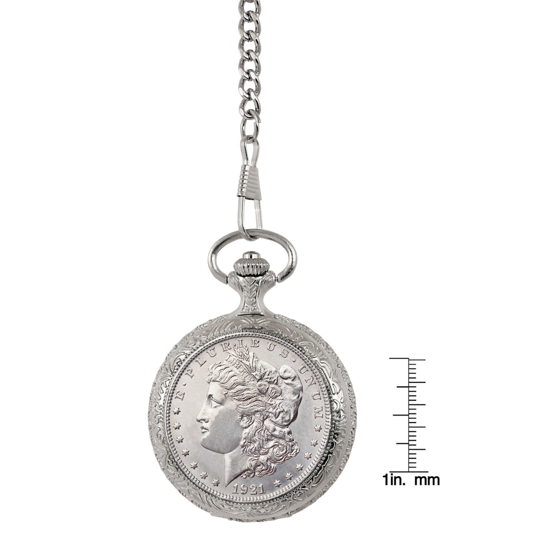 Brilliant Uncirculated Morgan Silver Dollar Coin Pocket Watch Image 4