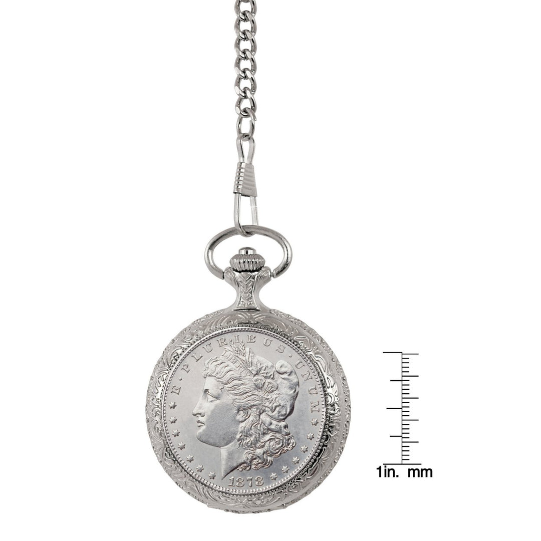 Brilliant Uncirculated 1878 First Year of Issue Morgan Silver Dollar Coin Pocket Watch Image 4