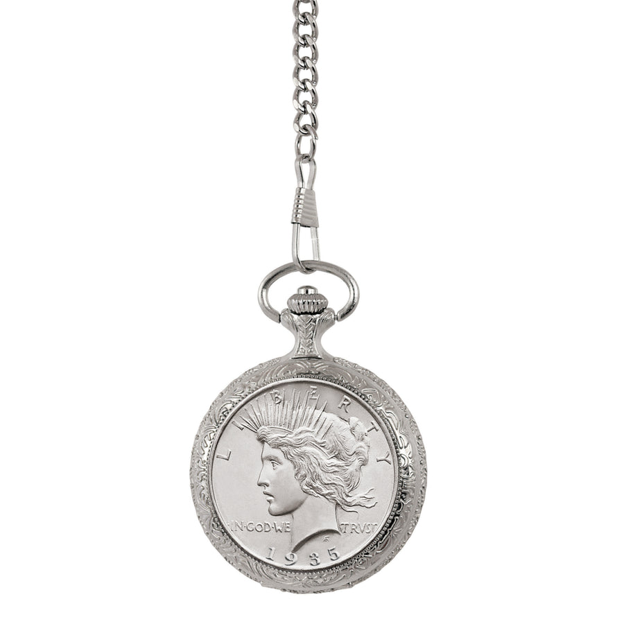 Brilliant Uncirculated Peace Silver Dollar Coin Pocket Watch Image 1