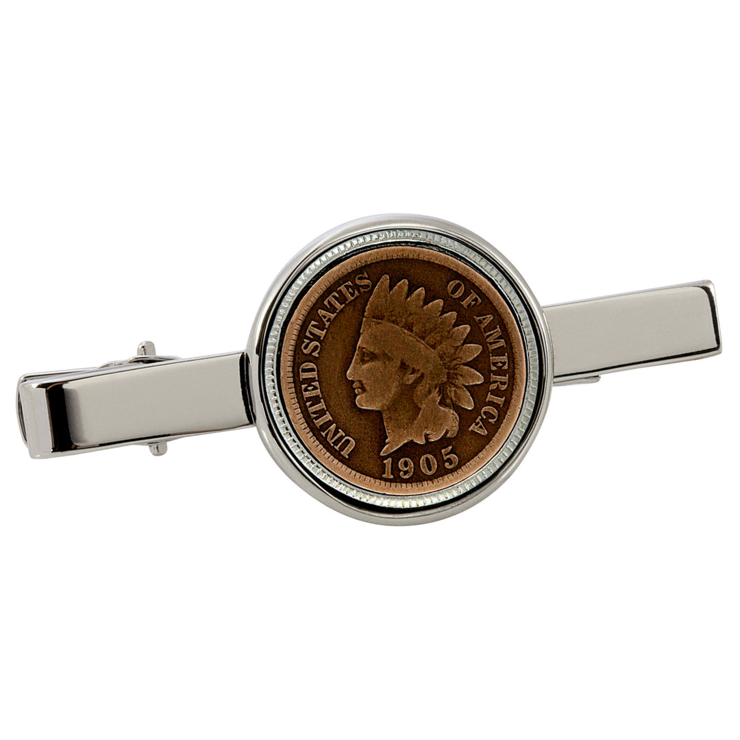 Indian Penny Silvertone Tie Clip Image 1