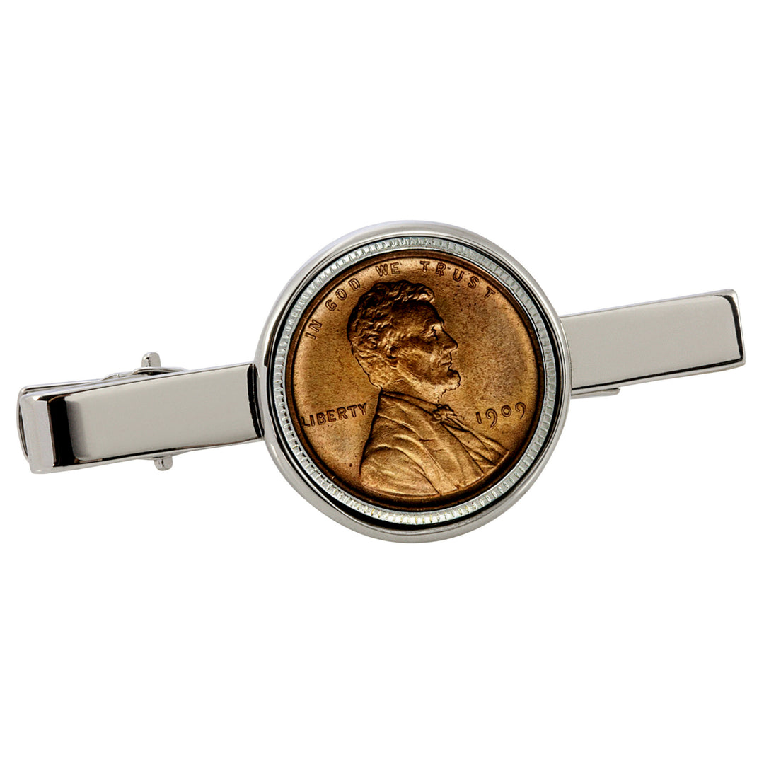 1909 First-Year-of-Issue Lincoln Penny Silvertone Tie Clip Image 1