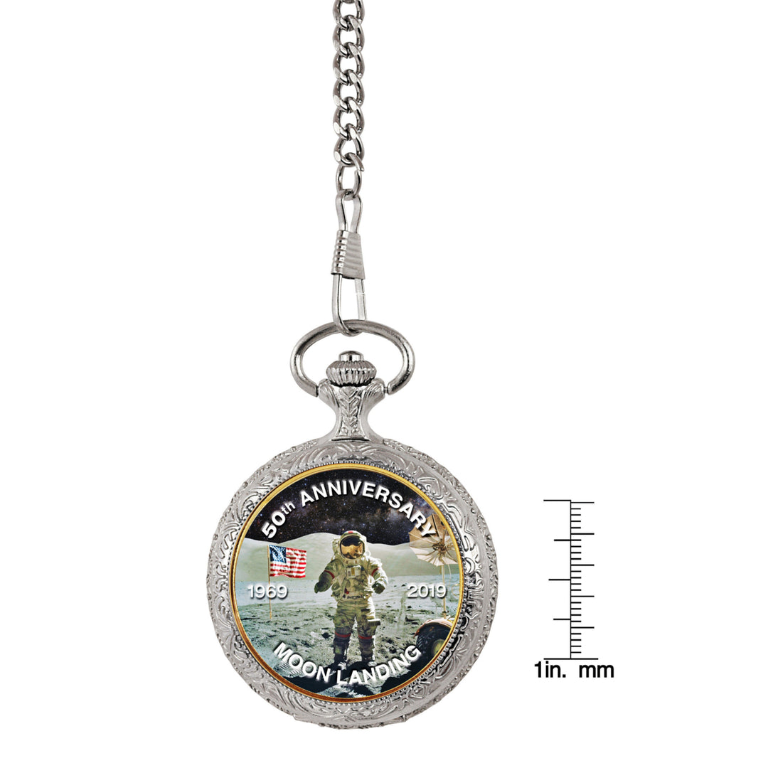 Moon Landing Bicentennial Eisenhower Colorized Dollar Gold Layered Coin Pocket Watch Image 4