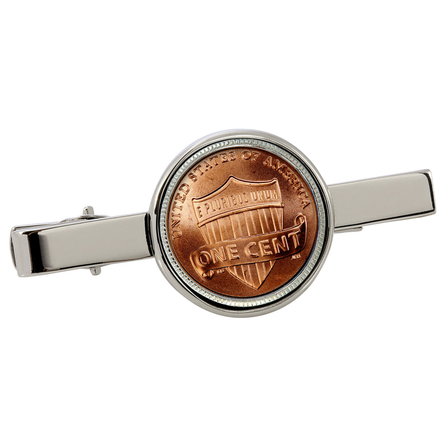 Lincoln Union Shield Penny Silvertone Tie Clip Image 1