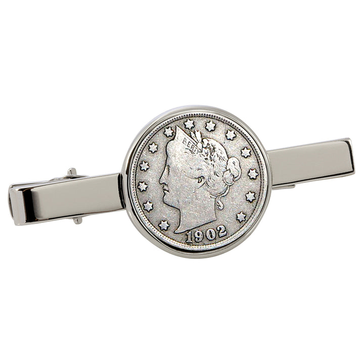 Liberty Nickel Silvertone Tie Clip Image 1