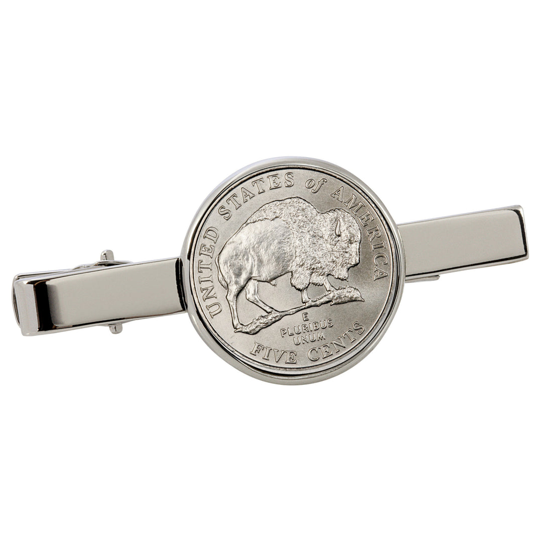 Westward Journey Bison Nickel Silvertone Tie Clip Image 1