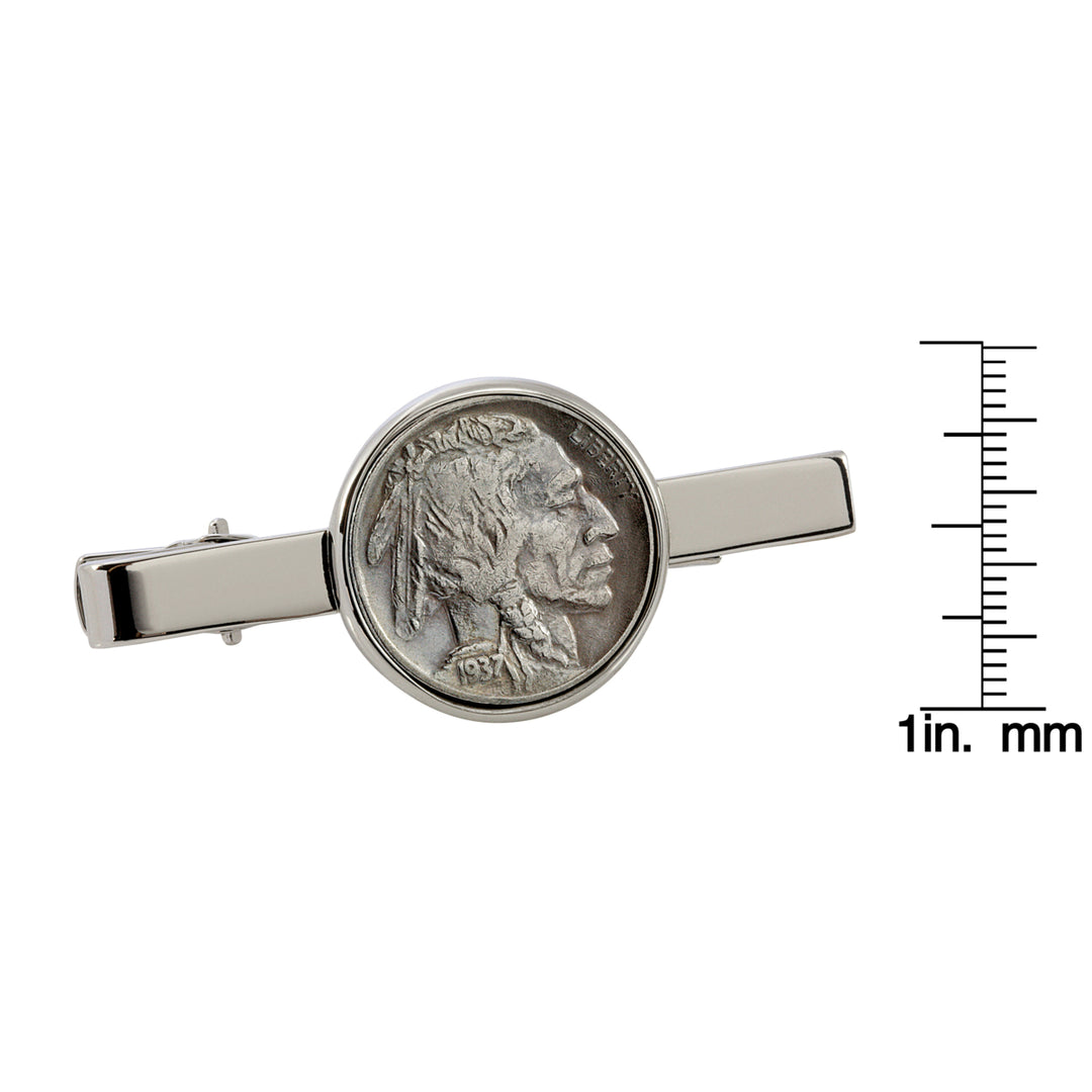 Buffalo Nickel Silvertone Tie Clip Image 3