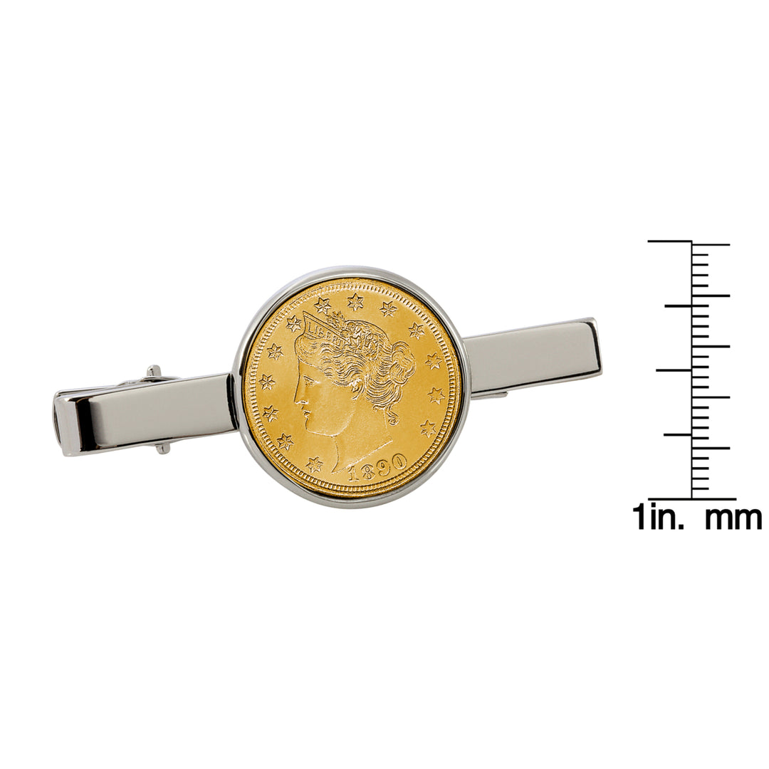 Gold-Layered Liberty Nickel Silvertone Tie Clip Image 3