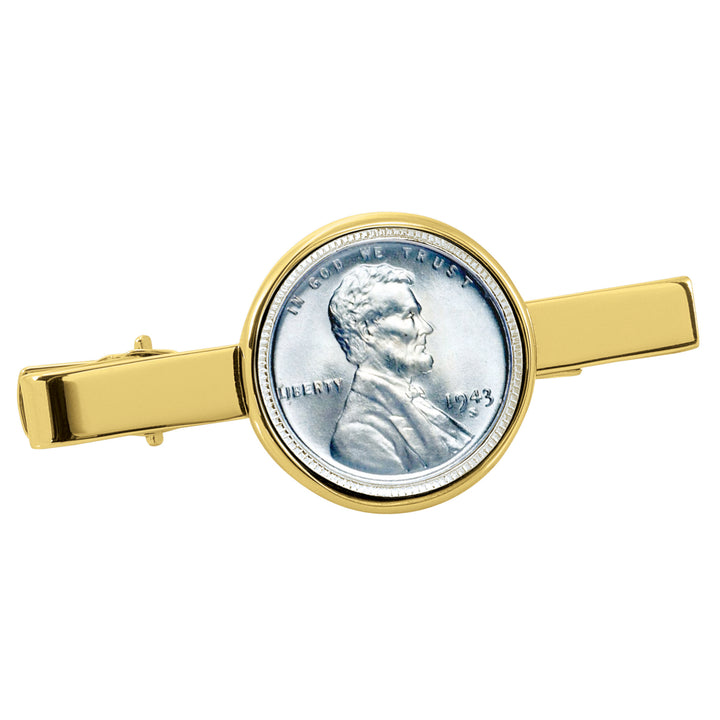 1943 Lincoln Steel Penny Goldtone Tie Clip Image 1