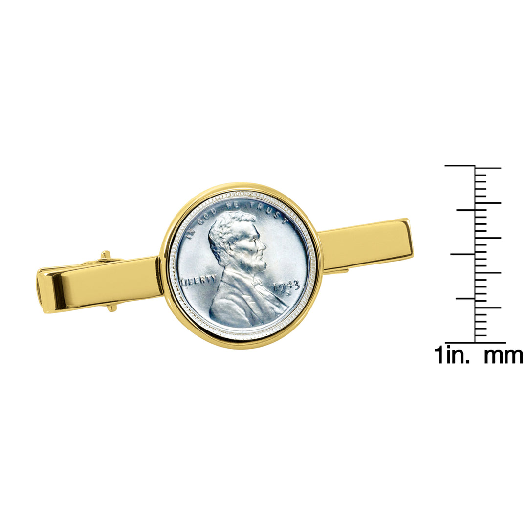 1943 Lincoln Steel Penny Goldtone Tie Clip Image 2