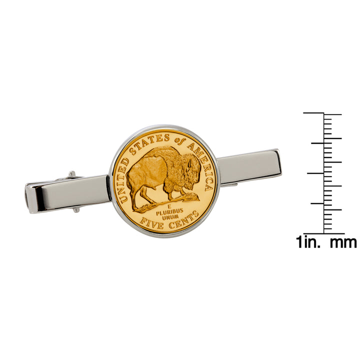 Gold-Layered Westward Journey Bison Nickel Silvertone Tie Clip Image 3