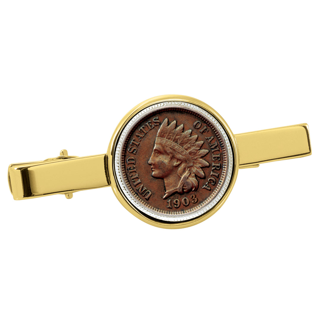 Indian Penny Goldtone Tie Clip Image 1