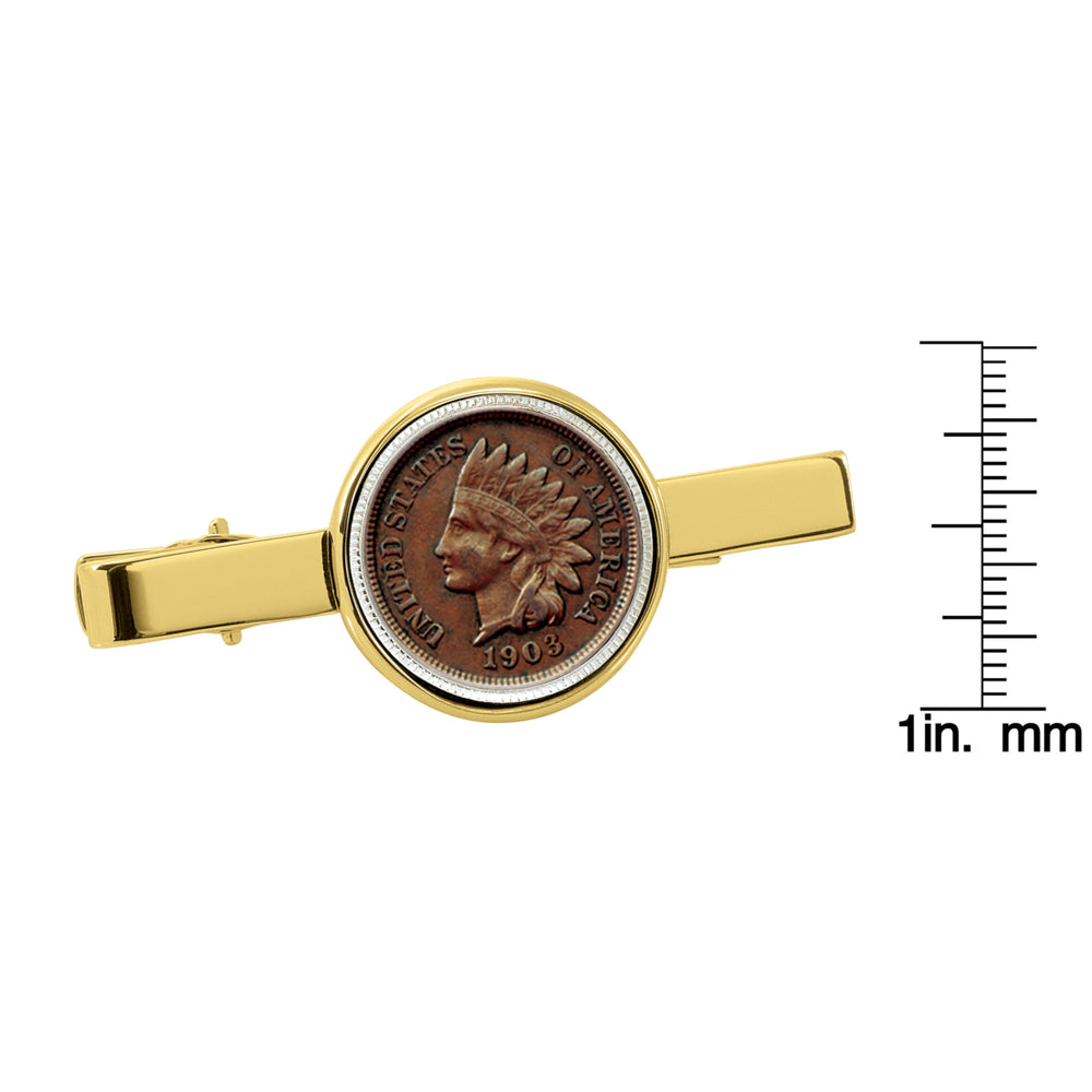 Indian Penny Goldtone Tie Clip Image 2