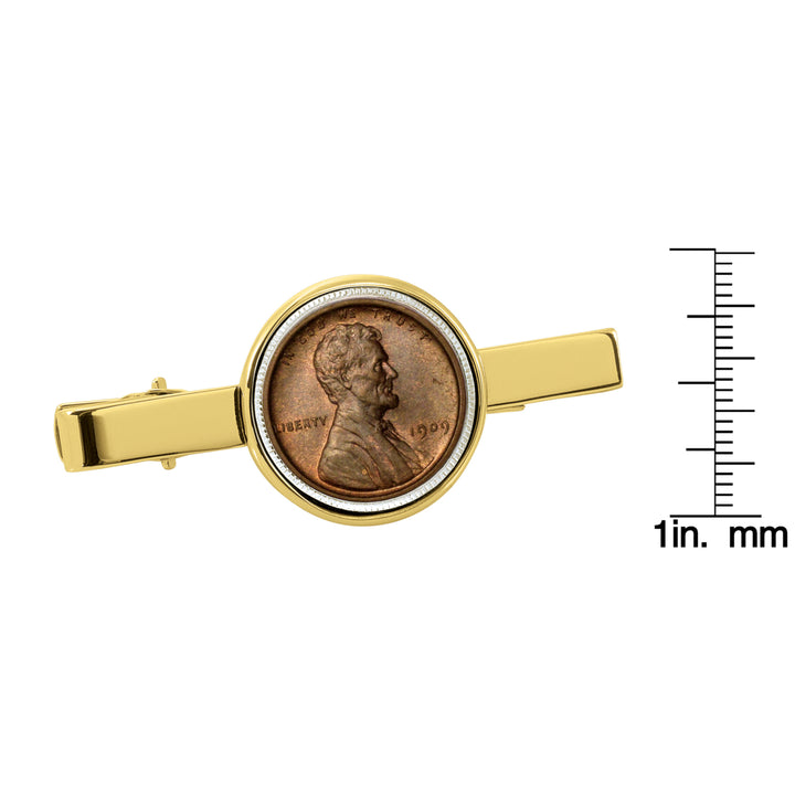 1909 First-Year-of-Issue Lincoln Penny Goldtone Tie Clip Image 2