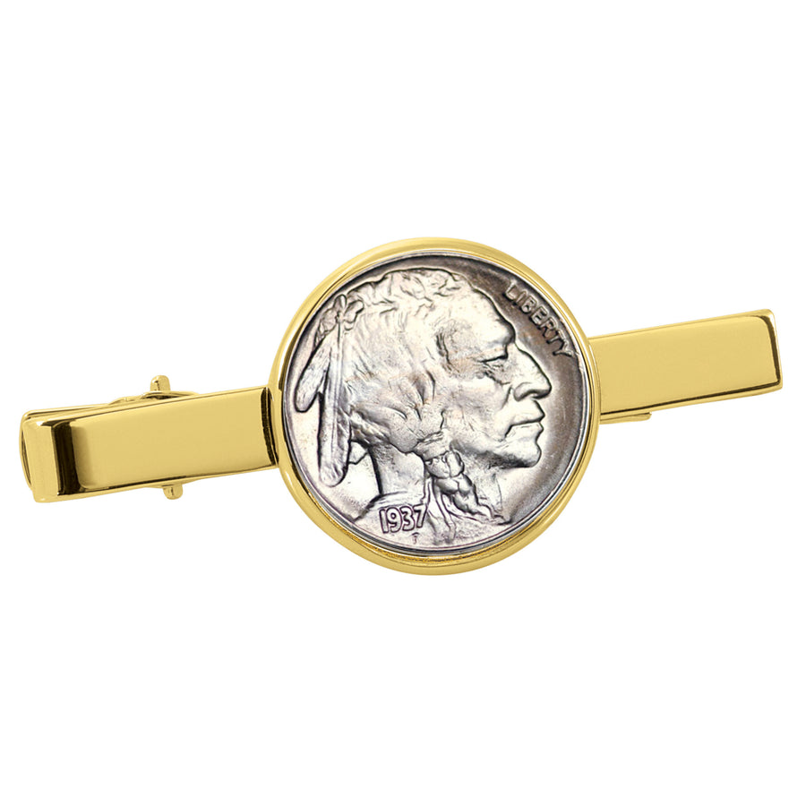 Buffalo Nickel Goldtone Tie Clip Image 1