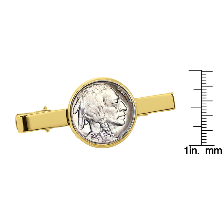 Buffalo Nickel Goldtone Tie Clip Image 2