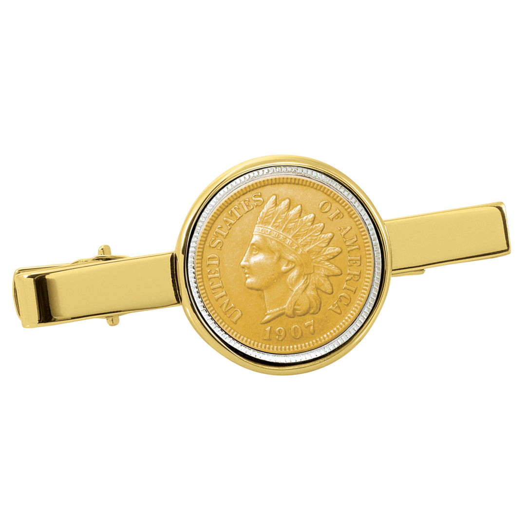 Gold-Layered Indian Penny Goldtone Tie Clip Image 1