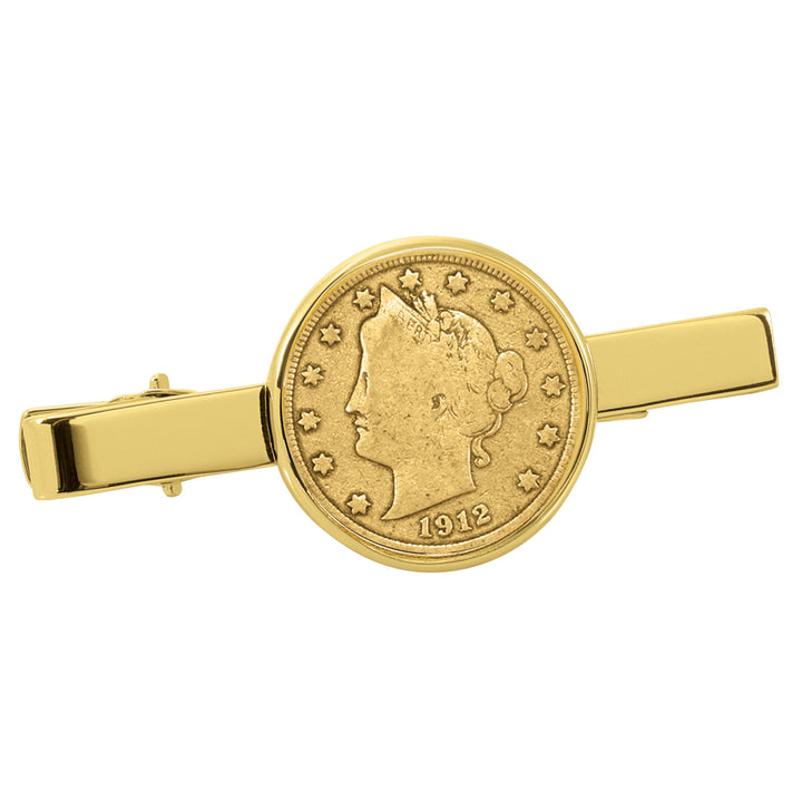 Gold-Layered Liberty Nickel Goldtone Tie Clip Image 1