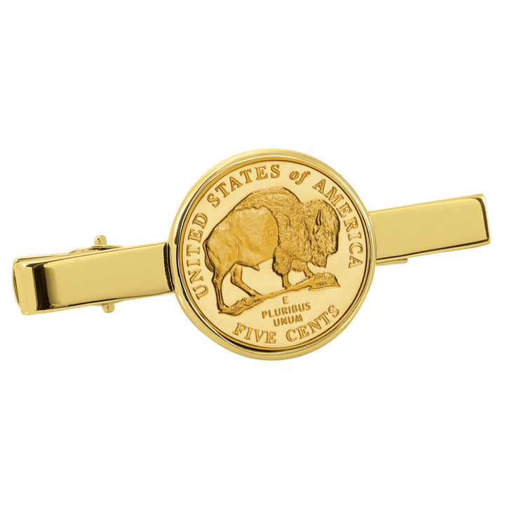 Gold-Layered Westward Journey Bison Nickel Goldtone Tie Clip Image 1