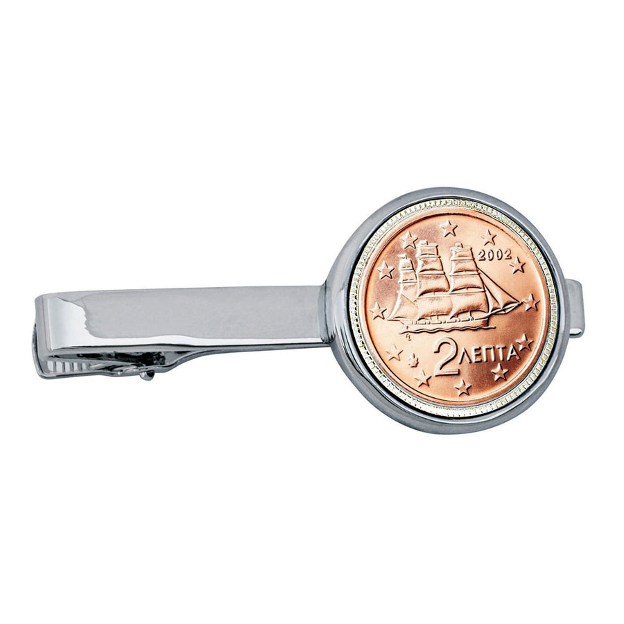 Greek 2 Euro Bar Coin Tie Clip Image 1