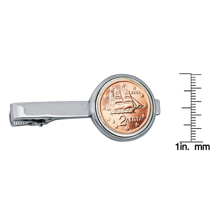 Greek 2 Euro Bar Coin Tie Clip Image 2