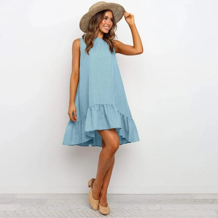 Womens Sleeveless Ruffle Dress 3 Colors Image 6