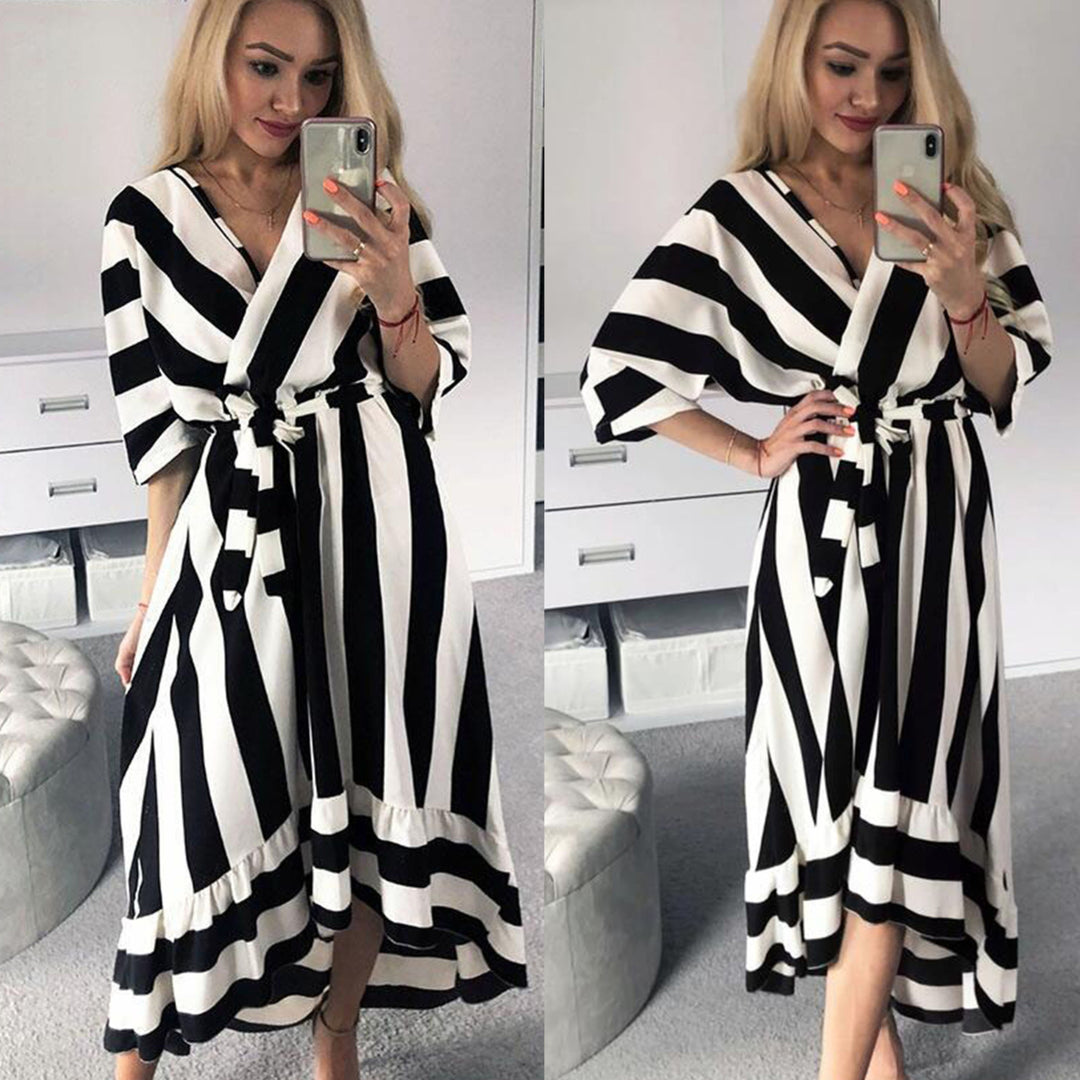 Womens Dyed Five-Point Sleeve Irregular Dress Image 1