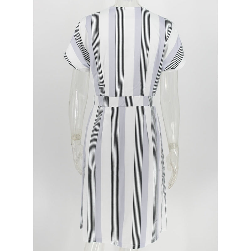 Womens Button Striped Dress Image 8