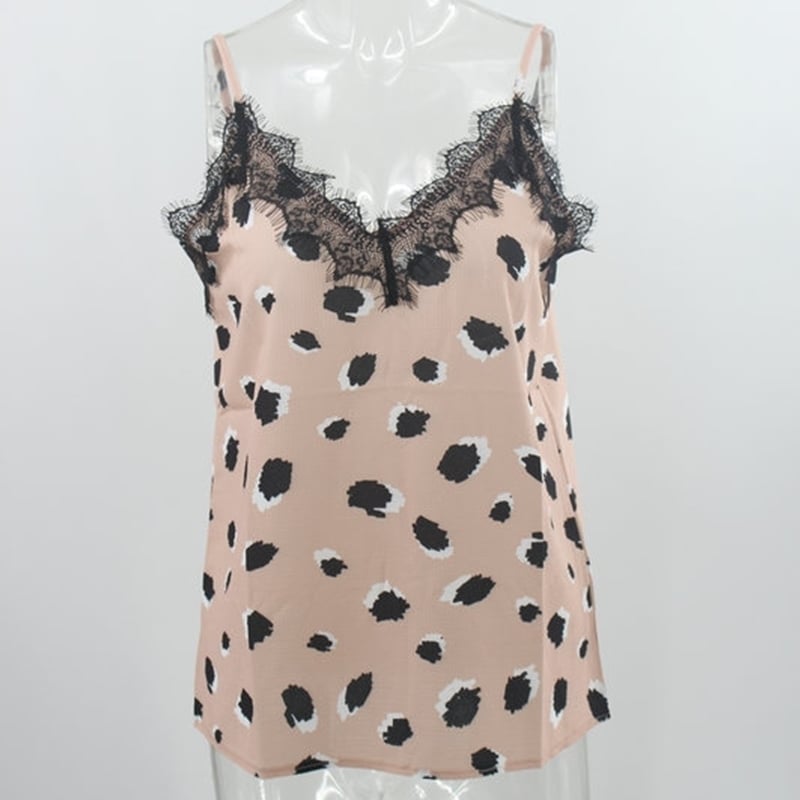 Womens Polka Dot V-neck Loose Vest Image 7