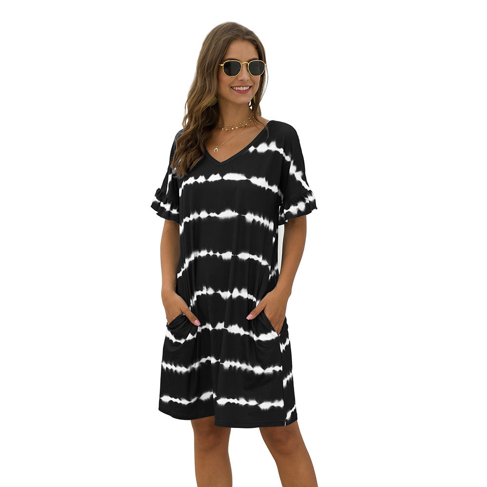 Womens Tie-Dye Loose Dress Image 1