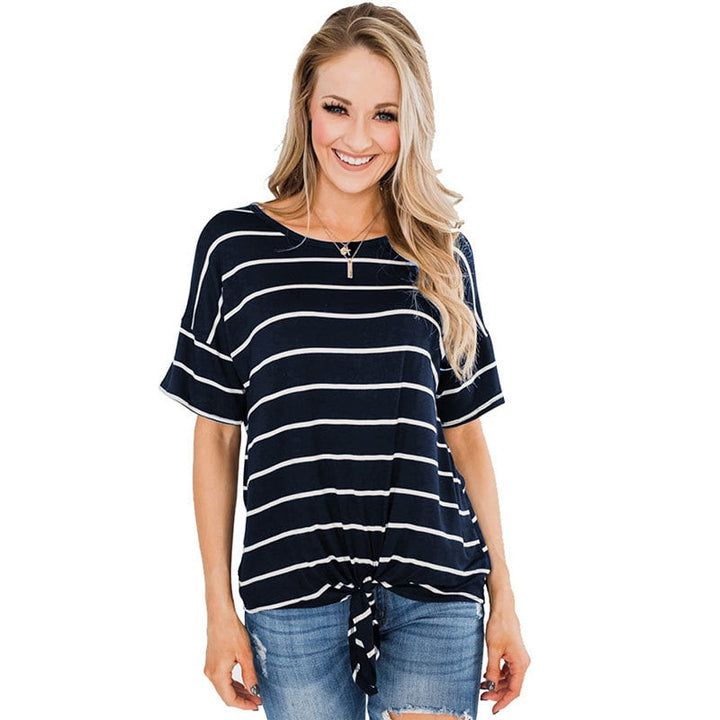 Womens Striped Loose Knot T-Shirt Image 1