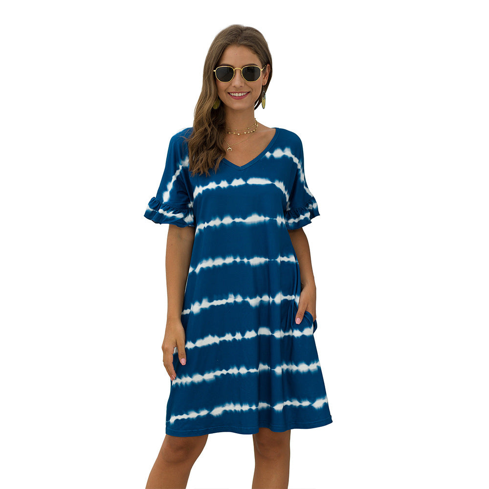 Womens Tie-Dye Loose Dress Image 3