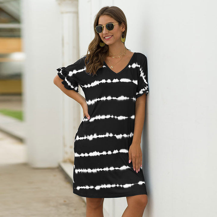 Womens Tie-Dye Loose Dress Image 4