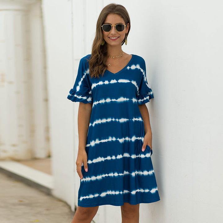 Womens Tie-Dye Loose Dress Image 6