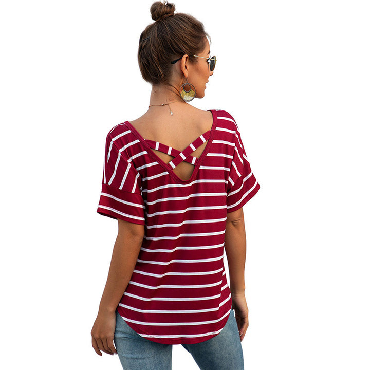 Womens Striped Loose Knot T-Shirt Image 7