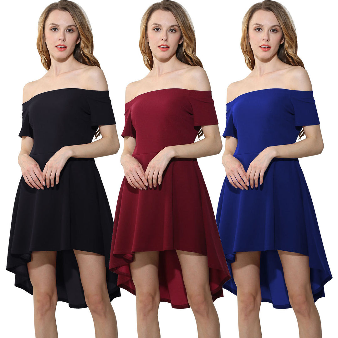 Womens One-Shoulder Tuxedo Dress Image 1