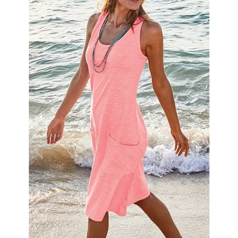 Womens Sleeveless Vest Dress Image 1