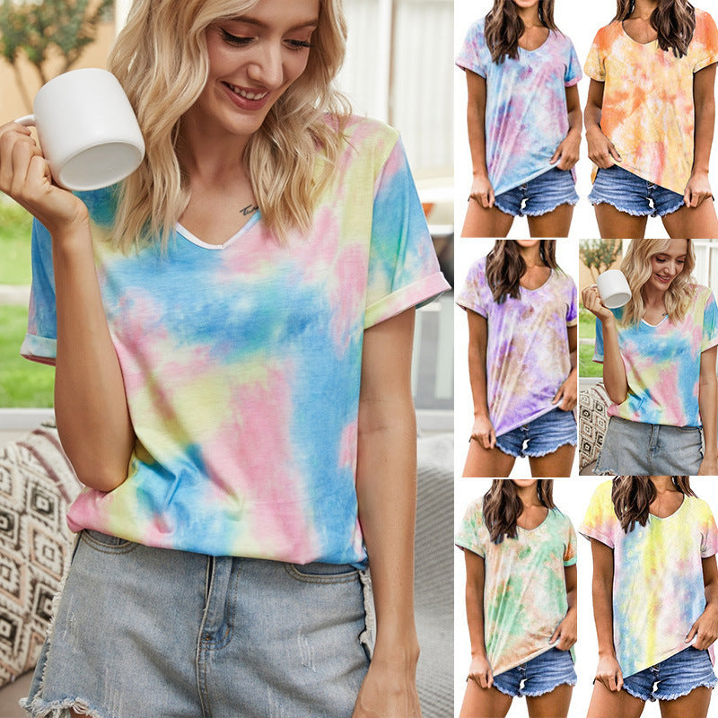 Womens Tie-dye Loose Top T-shirt Image 1